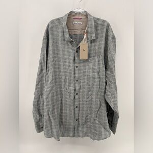 Tommy Bahama Ventana Plaid Linen Button-Up Shirt XXXL Carbon  GREY NWT $128